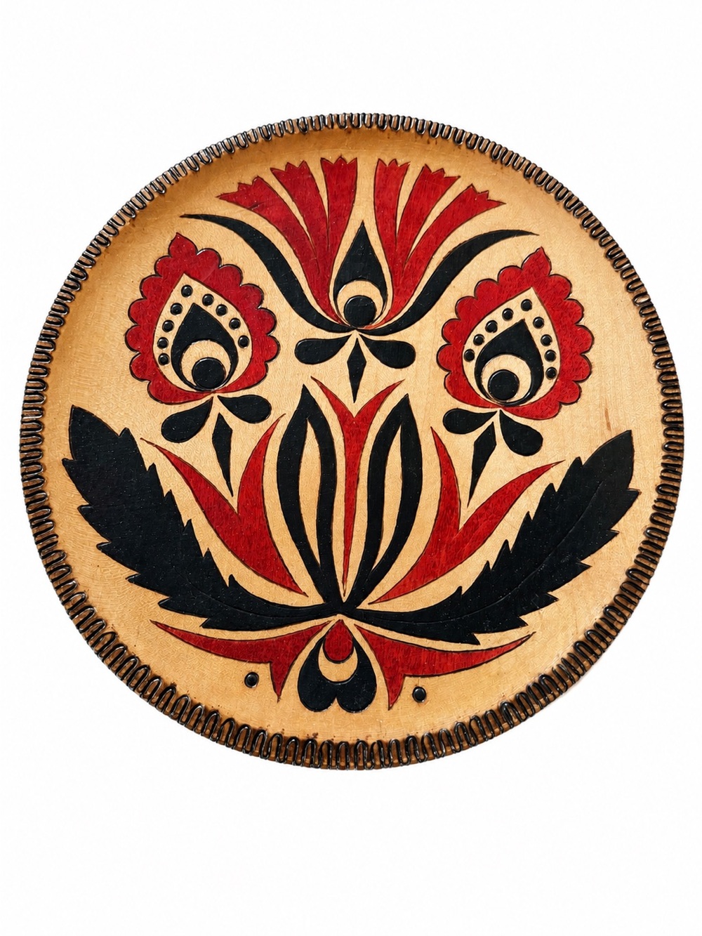 Vintage Hand-Painted Polish Folk Art Decorative Plate